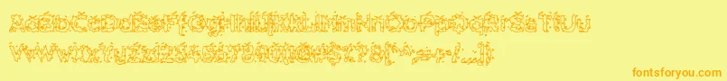 HammeroidHollow-Schriftart – Orangefarbene Schriften auf gelbem Hintergrund
