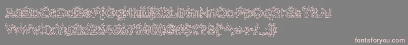 HammeroidHollow-fontti – vaaleanpunaiset fontit harmaalla taustalla