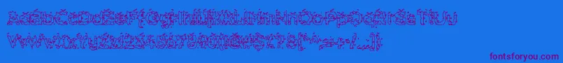 HammeroidHollow-Schriftart – Violette Schriften auf blauem Hintergrund
