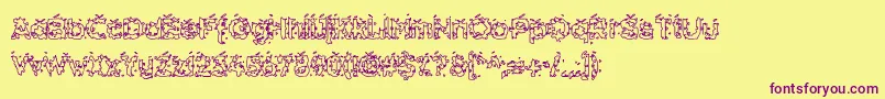 HammeroidHollow-fontti – violetit fontit keltaisella taustalla