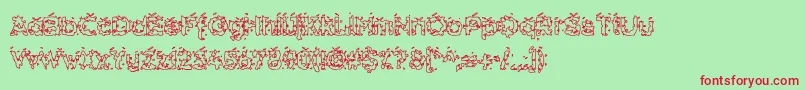 HammeroidHollow-Schriftart – Rote Schriften auf grünem Hintergrund