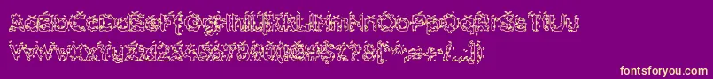 HammeroidHollow-Schriftart – Gelbe Schriften auf violettem Hintergrund