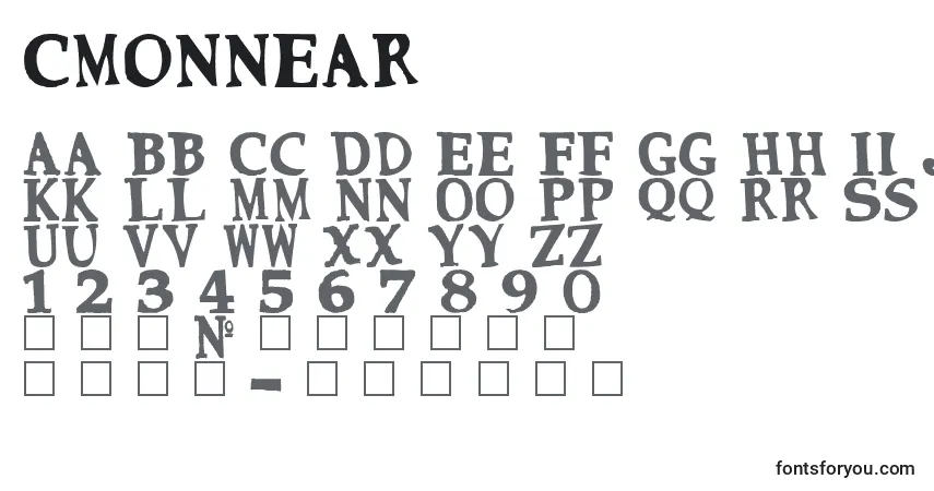 Schriftart Cmonnear – Alphabet, Zahlen, spezielle Symbole