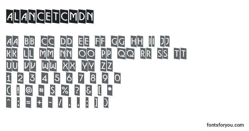A fonte ALancetcmdn – alfabeto, números, caracteres especiais