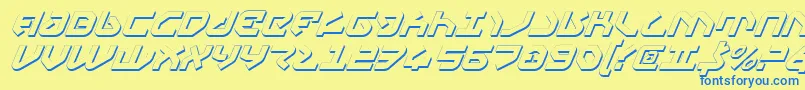 フォントYahrenShadowItalic – 青い文字が黄色の背景にあります。