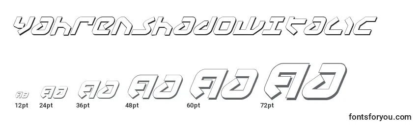 Размеры шрифта YahrenShadowItalic