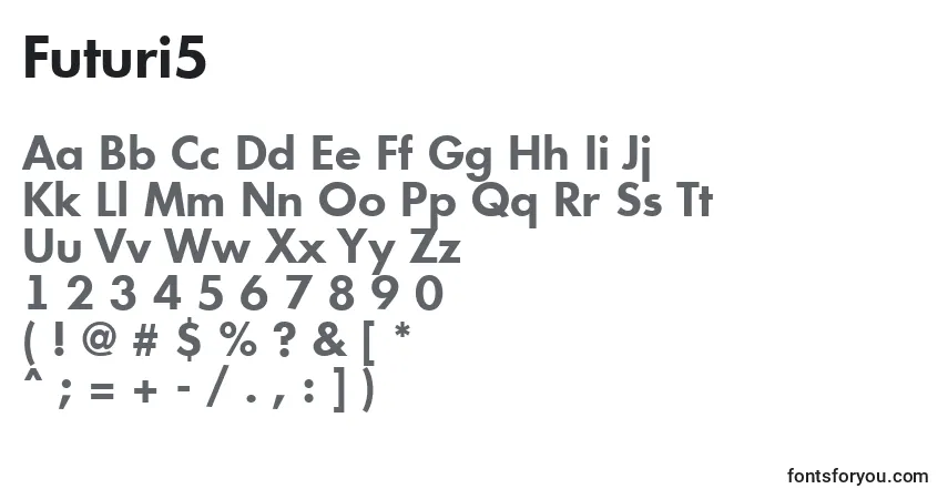 Czcionka Futuri5 – alfabet, cyfry, specjalne znaki