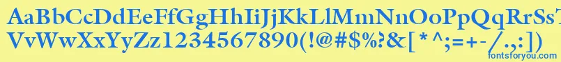 フォントItcGalliardLtBold – 青い文字が黄色の背景にあります。