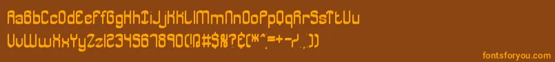 フォントJargon – オレンジ色の文字が茶色の背景にあります。