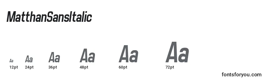 MatthanSansItalic Font Sizes