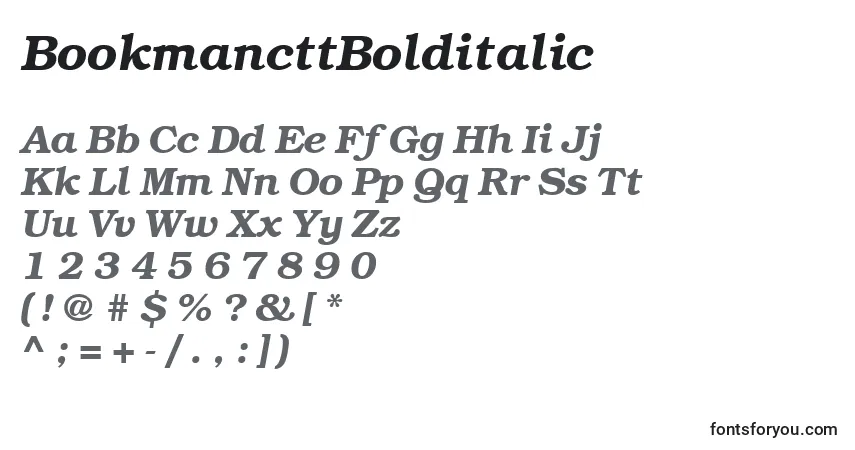 Шрифт BookmancttBolditalic – алфавит, цифры, специальные символы