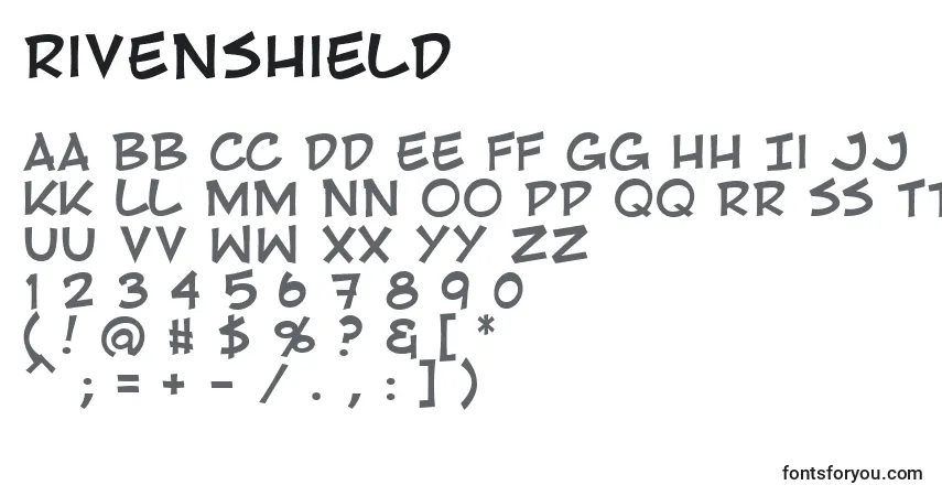 characters of rivenshield font, letter of rivenshield font, alphabet of  rivenshield font