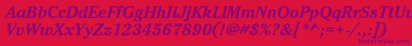 Fonte CheltenhamstdHdtooledbdit – fontes roxas em um fundo vermelho