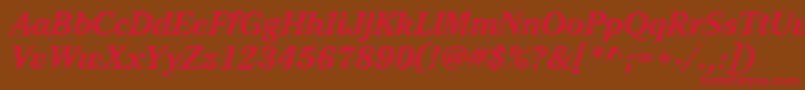 フォントCheltenhamstdHdtooledbdit – 赤い文字が茶色の背景にあります。