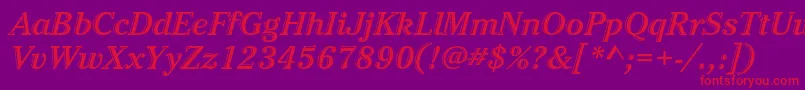CheltenhamstdHdtooledbdit-fontti – punaiset fontit violetilla taustalla
