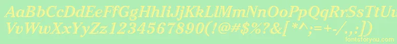 Fonte CheltenhamstdHdtooledbdit – fontes amarelas em um fundo verde