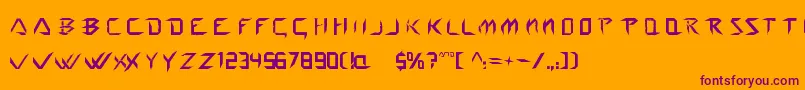 Wolverine-Schriftart – Violette Schriften auf orangefarbenem Hintergrund