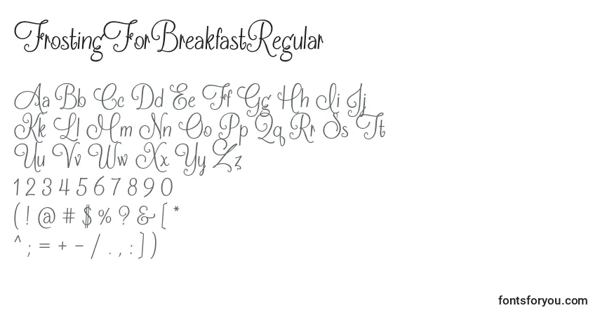 Schriftart FrostingForBreakfastRegular – Alphabet, Zahlen, spezielle Symbole