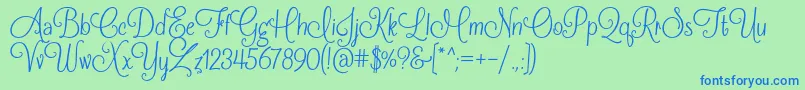 FrostingForBreakfastRegular Font – Blue Fonts on Green Background