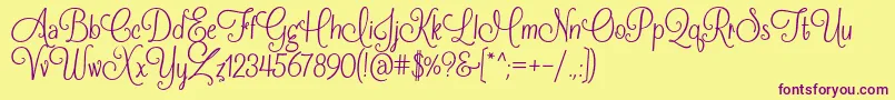 FrostingForBreakfastRegular Font – Purple Fonts on Yellow Background