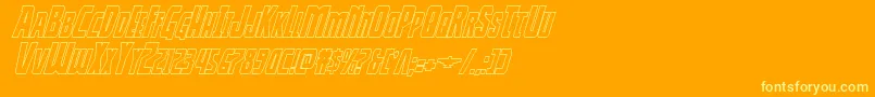 Thunderhawkshadowital-Schriftart – Gelbe Schriften auf orangefarbenem Hintergrund