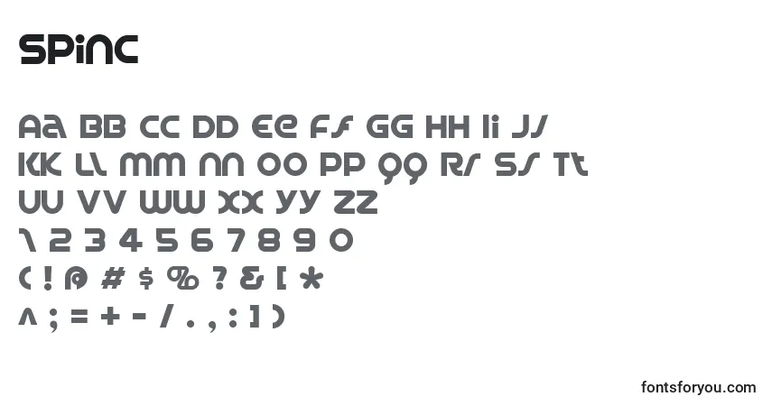 Schriftart Spinc – Alphabet, Zahlen, spezielle Symbole