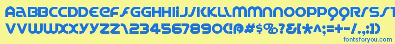 フォントSpinc – 青い文字が黄色の背景にあります。