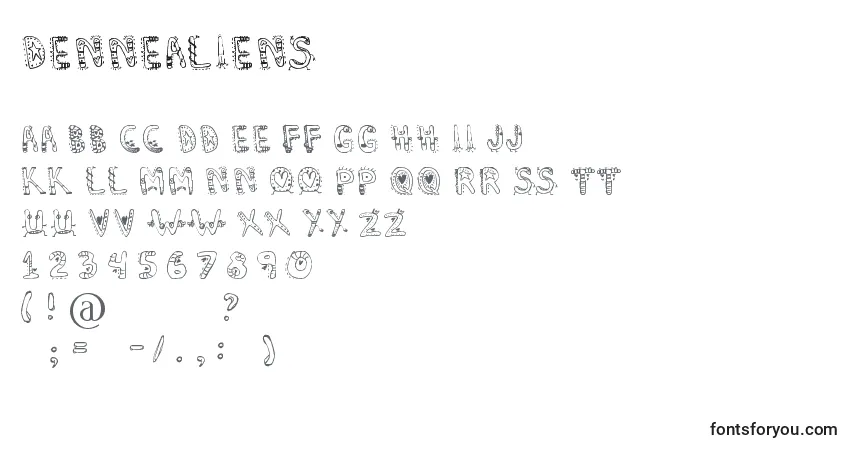 Fuente Dennealiens - alfabeto, números, caracteres especiales