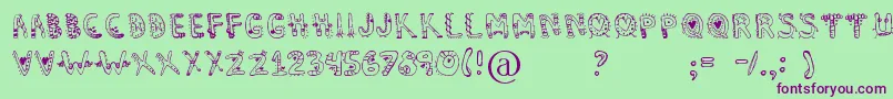 Dennealiens Font – Purple Fonts on Green Background