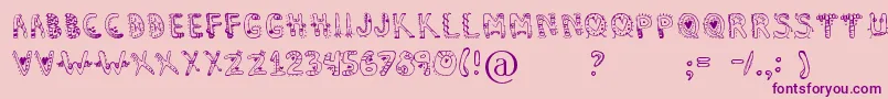 Dennealiens-Schriftart – Violette Schriften auf rosa Hintergrund