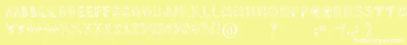 Dennealiens Font – White Fonts on Yellow Background