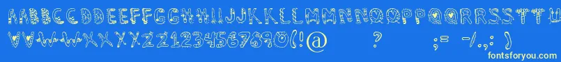 Dennealiens Font – Yellow Fonts on Blue Background