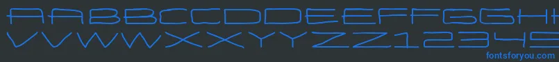 EneasexpandedBold-Schriftart – Blaue Schriften auf schwarzem Hintergrund