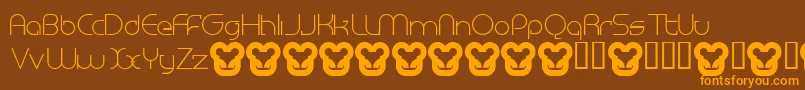 Więcej informacji o czcionce MegalomaniaNormal Czcionka MegalomaniaNormal – pomarańczowe czcionki na brązowym tle