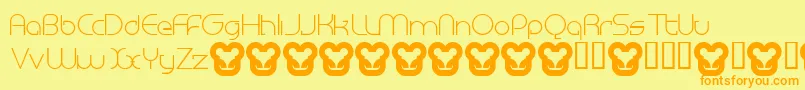 MegalomaniaNormal-fontti – oranssit fontit keltaisella taustalla