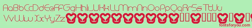 MegalomaniaNormal-fontti – punaiset fontit vihreällä taustalla