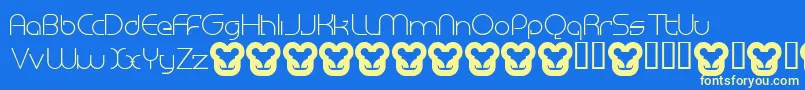 MegalomaniaNormal Font – Yellow Fonts on Blue Background