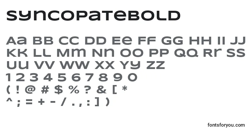 Czcionka SyncopateBold – alfabet, cyfry, specjalne znaki