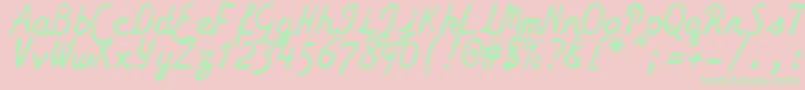 ZaiSmithCoronagalaxietypewriter-Schriftart – Grüne Schriften auf rosa Hintergrund