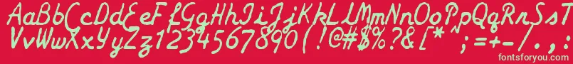 フォントZaiSmithCoronagalaxietypewriter – 赤い背景に緑の文字