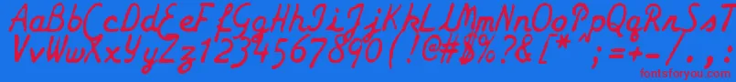 フォントZaiSmithCoronagalaxietypewriter – 赤い文字の青い背景
