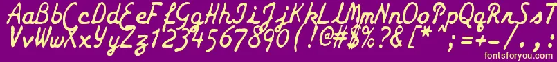ZaiSmithCoronagalaxietypewriter Font – Yellow Fonts on Purple Background