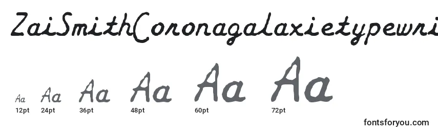 ZaiSmithCoronagalaxietypewriter Font Sizes