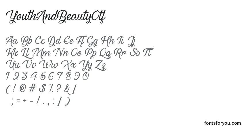 YouthAndBeautyOtf Font – alphabet, numbers, special characters
