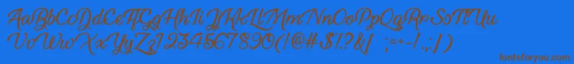 YouthAndBeautyOtf-Schriftart – Braune Schriften auf blauem Hintergrund