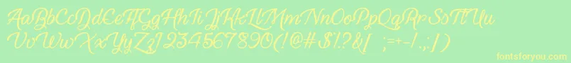YouthAndBeautyOtf Font – Yellow Fonts on Green Background