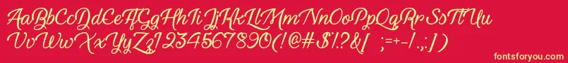 YouthAndBeautyOtf Font – Yellow Fonts on Red Background