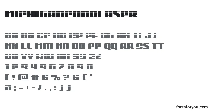 Schriftart Michigancondlaser – Alphabet, Zahlen, spezielle Symbole