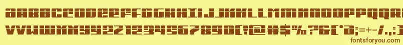 フォントMichigancondlaser – 茶色の文字が黄色の背景にあります。