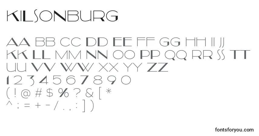 A fonte Kilsonburg – alfabeto, números, caracteres especiais
